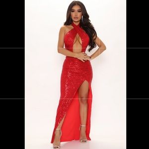 Jessica Sequin Maxi Dress- RED